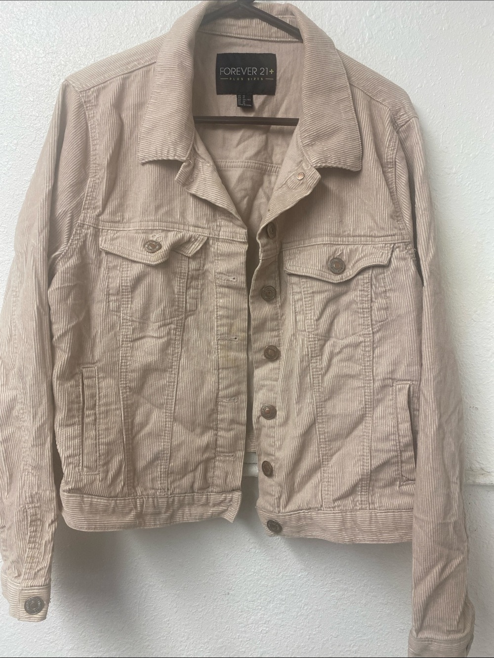 Forever 21 - Retro -Corduroy Cotton Jacket -Light Tan -Pockets- 1X